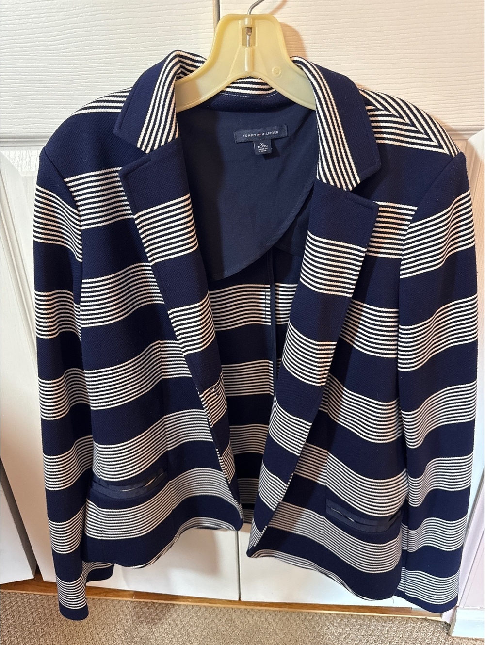 Tommy Hilfiger XL Navy and White Striped Blazer